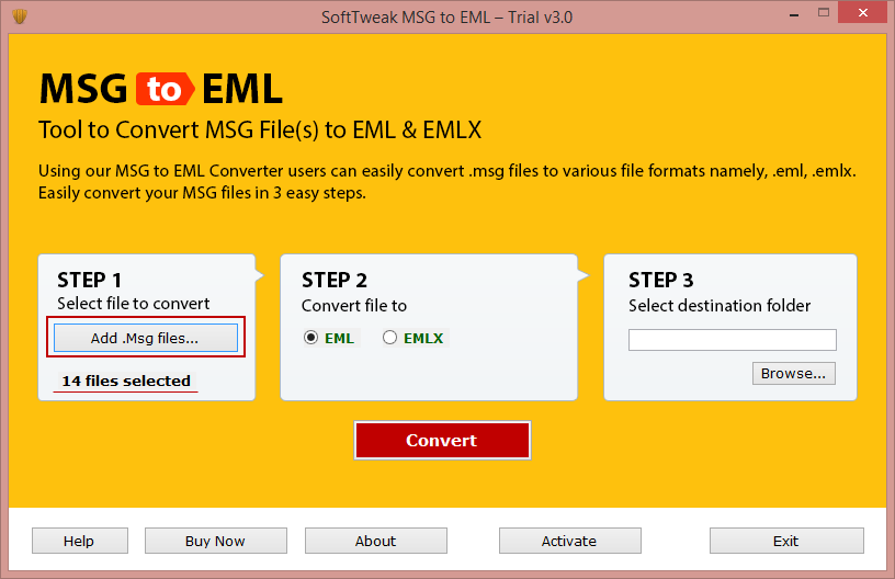 SoftTweak MSG to EML screenshot