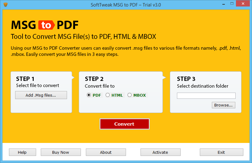 SoftTweak MSG to PDF screenshot